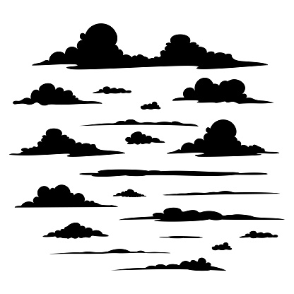 silhouettes of clouds vector design collection of various cloud shapes