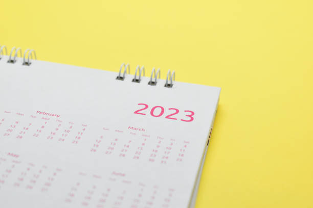 istock white calendar 2023 on yellow background 1453699493