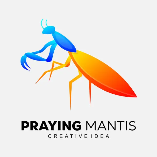 Vector illustration of praying mantis colorful template