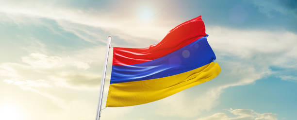 istock Armenia waving flag in beautiful sky. 1453702546