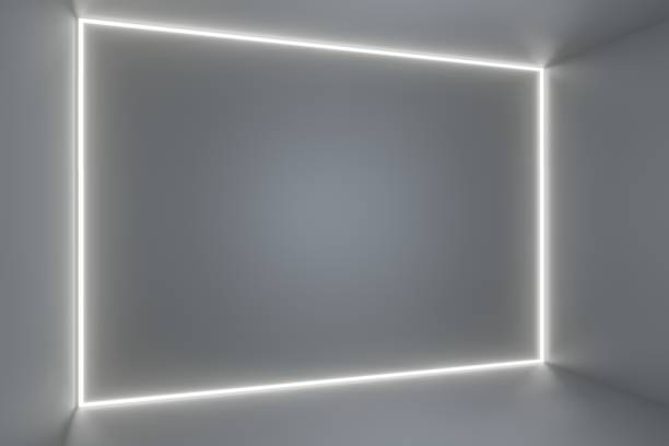istock 3d render, glowing lines, tunnel, neon lights, virtual reality, abstract background, square portal, arch, pink blue spectrum vibrant colors, laser show 1453703457
