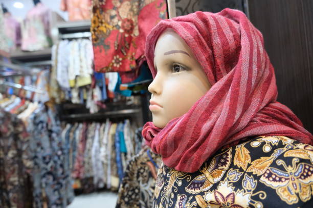 Indonesian batik shirt display on mannequin inside store mall