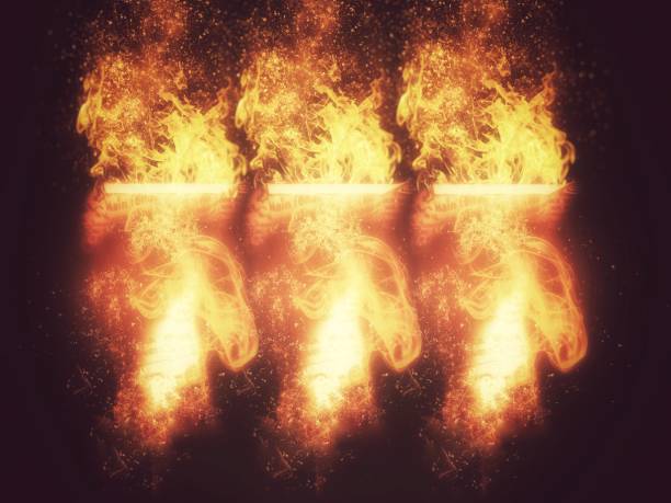 istock 3d rendering flaming horizontal three red seven numbers and black background 1453706276