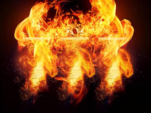 istock 3d rendering flaming horizontal three red seven numbers and black background 1453706277
