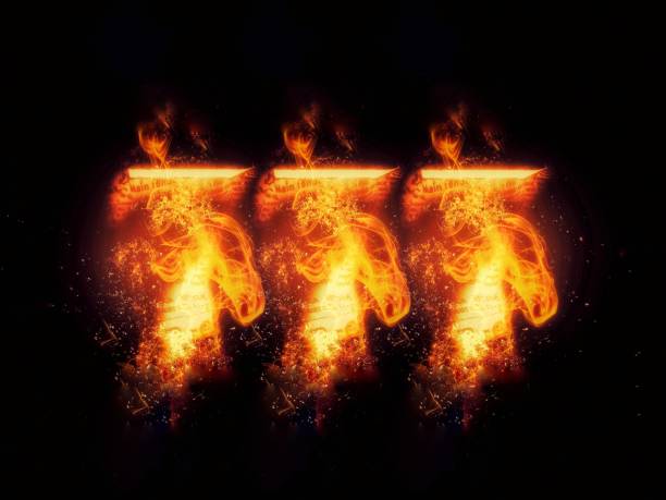 istock 3d rendering flaming horizontal three red seven numbers and black background 1453706279