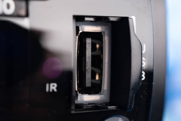 istock Closeup of usb port on system 1453706310