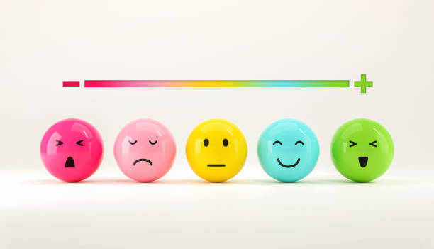 istock Customer choose emoji emoticons happy mood on emotions satisfaction meter, evaluation, Increase rating, Satisfaction and best excellent services rating concept 1453709367