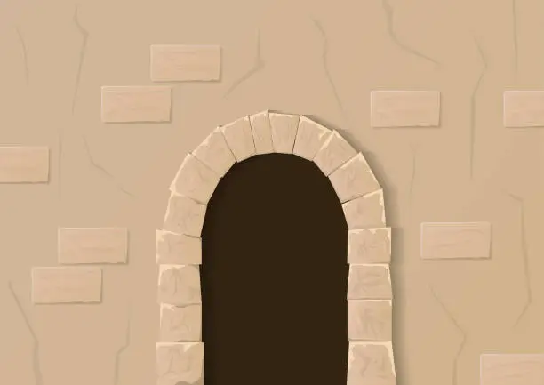 Vector illustration of Old stone gate or door.