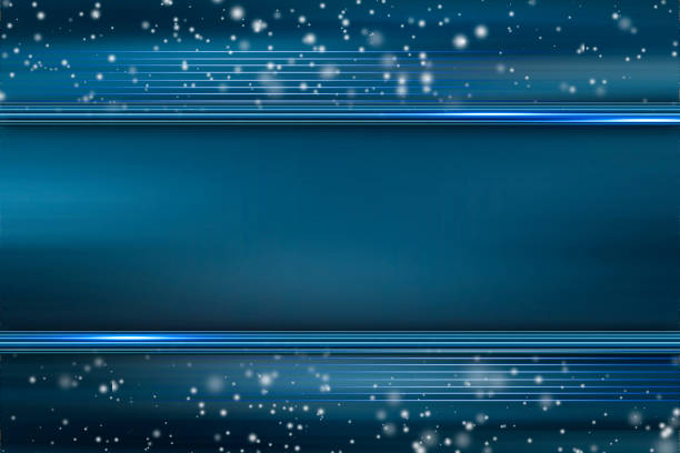 Blurred snow flakes on a blue background. Abstract christmas background for design, web. Place for text, copyspace.