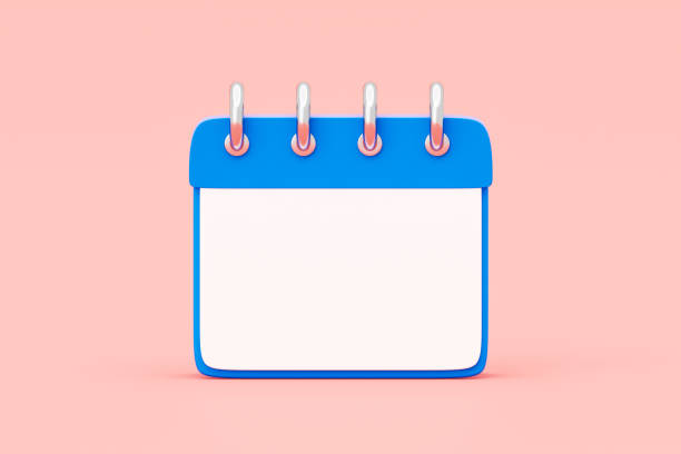 istock Blue calendar 3d icon date schedule isolated on pink background with empty time reminder plan appointment agenda concept or white paper organizer planner calender and blank timetable meeting page. 1453717825