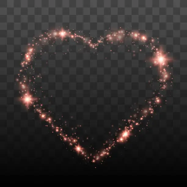 Vector illustration of Glowing Heart. Glitter heart shape with Shine Particles.