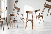 Wooden Chairs Floating in the Air