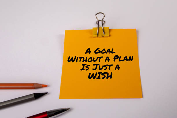 istock A Goal Without a Plan Is Just a Wish. Text on a piece of paper 1453726785