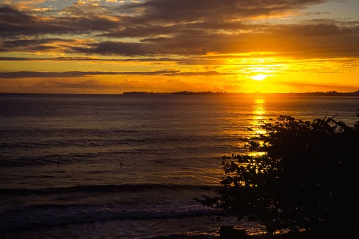 A beautiful view of the sunrise at the beach, Hilo, Hawaii