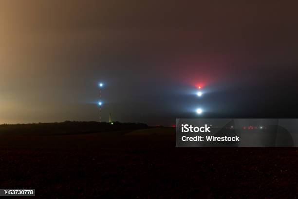Tdf Tower Of Willeroncourt At Night With Lot Of Mist Meuse Franc Stock Photo - Download Image Now