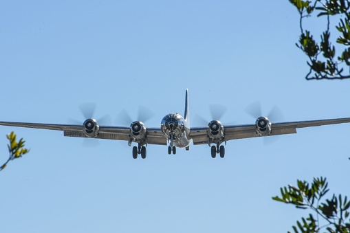 San Diego, United States – September 24, 2022: Military aircraft(Boeing B-29 Superfortress) at the MCAS Miramar Air Show 2022