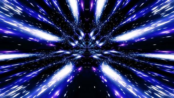istock 3D render of futuristic abstract kaleidoscopic patterns neon tunnel with rays and lines 1453734722