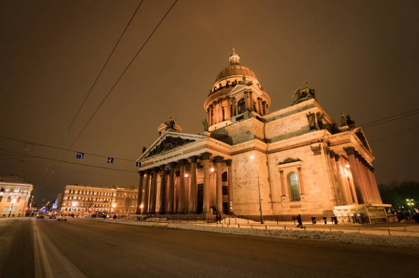 Night St. Petersburg, St. Isaac's Cathedral stock photo