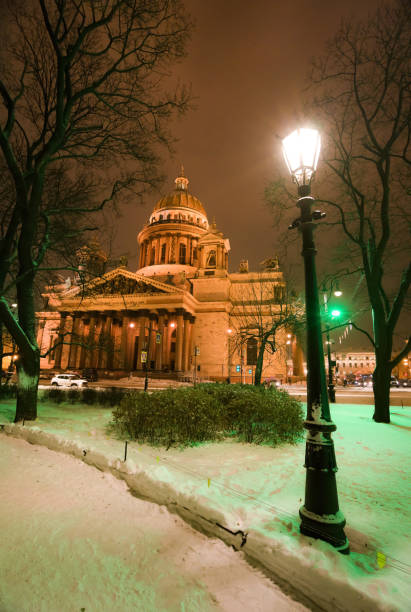 Night St. Petersburg, St. Isaac's Cathedral stock photo