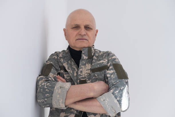 istock Veteran soldier in military uniform 1453736198