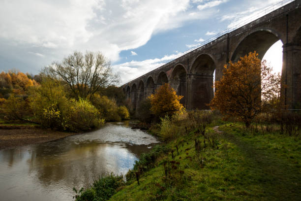 istock High arched stone bridge over a river with autumn trees in a park 1453736822