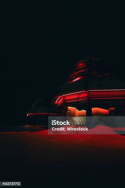 Buildigns In Red Light Stock Photo - Download Image Now - Architecture, Beauty, Black Color
