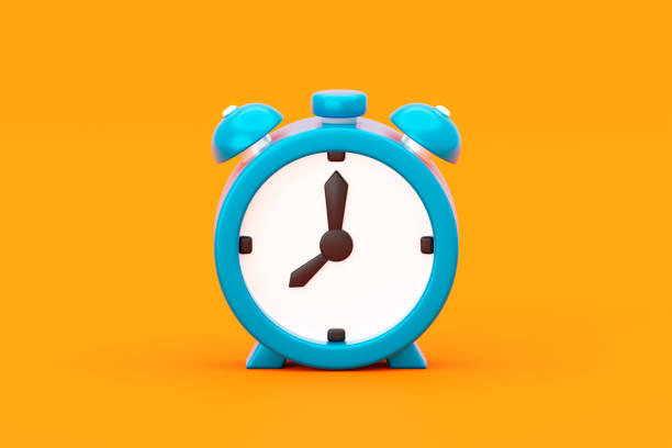istock Blue minimal bell alarm clock 3d icon isolated on yellow background with awake morning timer watch reminder concept or blank classic analog round stopwatch and empty vintage ring alert hour deadline. 1453740905