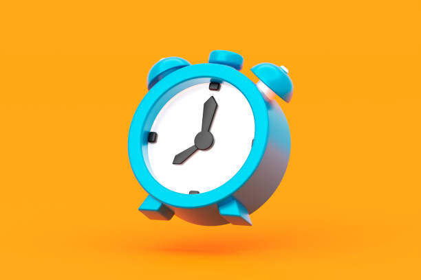 istock Blue minimal bell alarm clock 3d icon isolated on yellow background with awake morning timer watch reminder concept or blank classic analog round stopwatch and empty vintage ring alert hour deadline. 1453740906