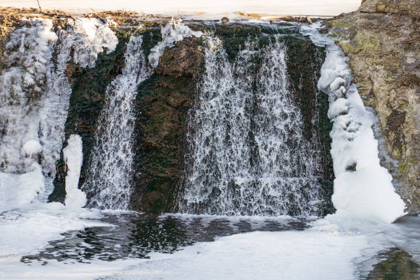 Winter scenic. Johnston Canyon, Banff, Alberta, Canada. The stunning waterfall in Banff National Park is located in the Johnston Canyon, one of the most popular tourist attractions in Banff area. Nobody is in the image, taken with Canon Mark II body and L series lens.