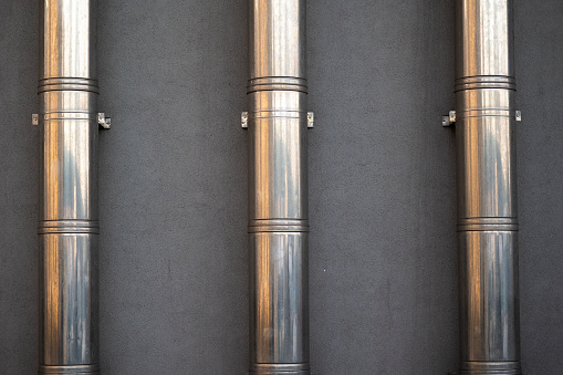 Vent Pipes on Market wall. Cracow in Poland. No people.