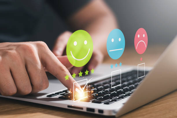 istock User give rating to service experience on online application, Customer review satisfaction feedback survey concept, Customer can evaluate quality of service leading to reputation ranking of business. 1453751227