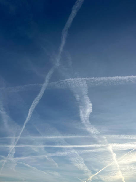 istock Blue Sky with Vapor Trails 1453754704