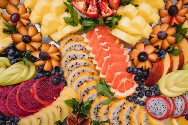 istock various dessert with fresh fruit on buffet line, sweet. 1453758011