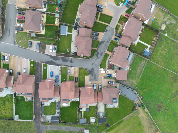 istock Drone top down view of a new housing development. 1453758107