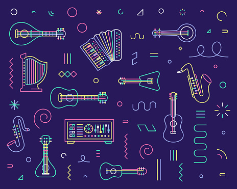 Acoustic music concept line icon set can fit various design projects. Modern and playful line vector illustration featuring the object drawn in outline style. It's also easy to change the stroke width and edit the color.