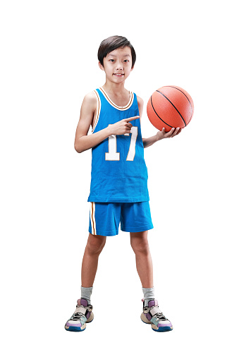 Young Basketball Player on Tournament Game. Basketball Training Trail Drill. Youth Basketball Team on Sports Court. School Boy on Basketball Competition
