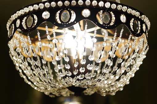Close-up Luxury ceiling crystal chandelier