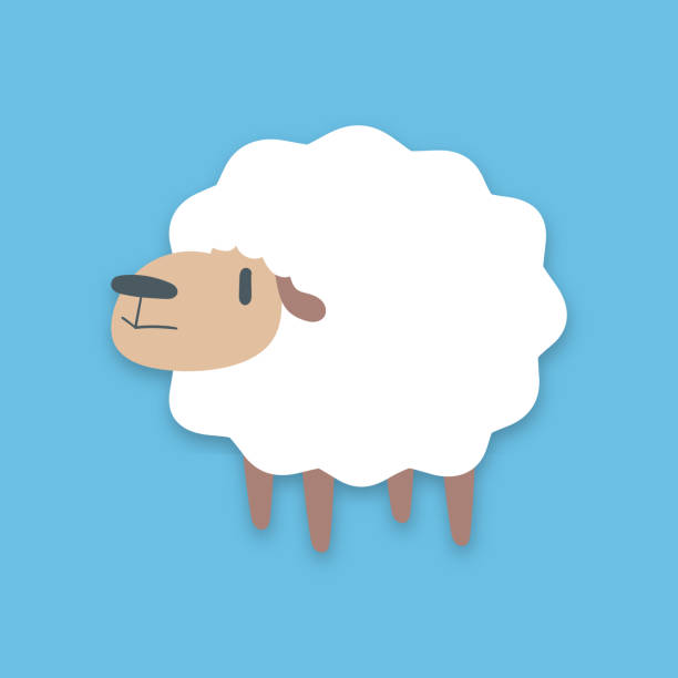 istock Set of cute cartoon sheep on blue background 1453760679
