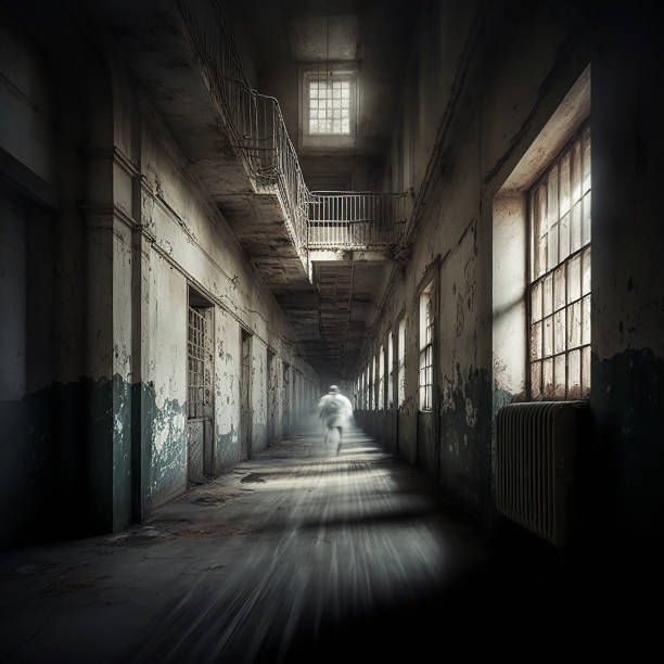 Ghost 6 A ghost is passing through a prison alcatraz island stock pictures, royalty-free photos & images