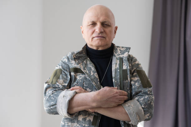 istock Veteran soldier in military uniform 1453762222