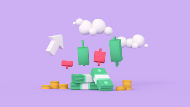 istock Minimal cartoon style candle chart 3D render illustration 1453762570