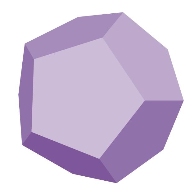 volumetrisches polygon in violetter farbe, isoliertes objekt auf weißem hintergrund, vektorillustration, mathematische figur, - hexahedron stock-grafiken, -clipart, -cartoons und -symbole