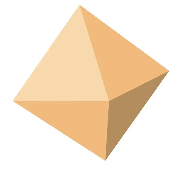 Vector illustration of volumetric polygon in beige color, isolated object on white background, vector illustration, mathematical figure,