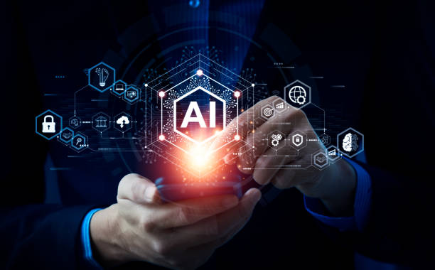 istock Businessman touching the brain working of Artificial Intelligence (AI) Automation, Predictive analytics, Customer service AI-powered chatbot, analyze customer data, business and technology 1453770260