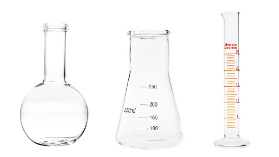 laboratory flasks isolated on white background.