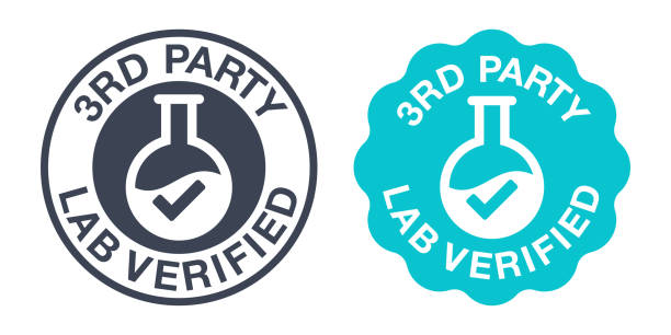 ilustrações de stock, clip art, desenhos animados e ícones de third-party lab verified, checking of purity - third party