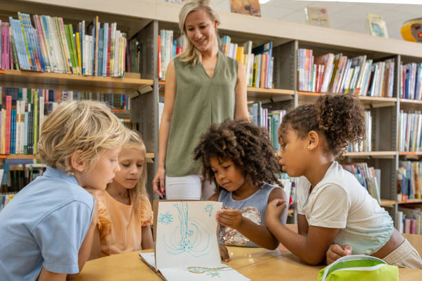 istock Preschoolers in the library 1453778171
