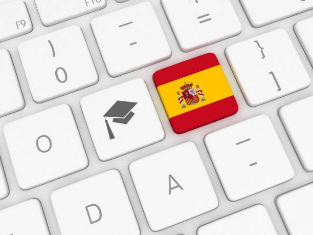 Learn Spanish online foreign language translate e-learning stock photo