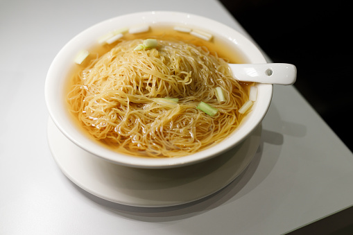 Wonton noodle Hong Kong style close up