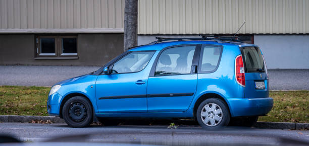 Gothenburg, Sweden - October 03 2022: Blue Skoda Roomster parked on a street.